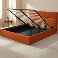 Modernes Französisches Gepolstertes Weiches Queen/King Bett Kopfteil mit Stauraum Platzsparend Langlebige Schaumstoffpolsterung Kiefernholzrahmen Boxspring 3-5