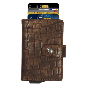 CardHoda Genuine Leather Alligator Pattern Short <b>Wallet</b> <b>RFID</b> Blocking Card Holder Unisex Minimalist Buckle Closure - Product Image 3