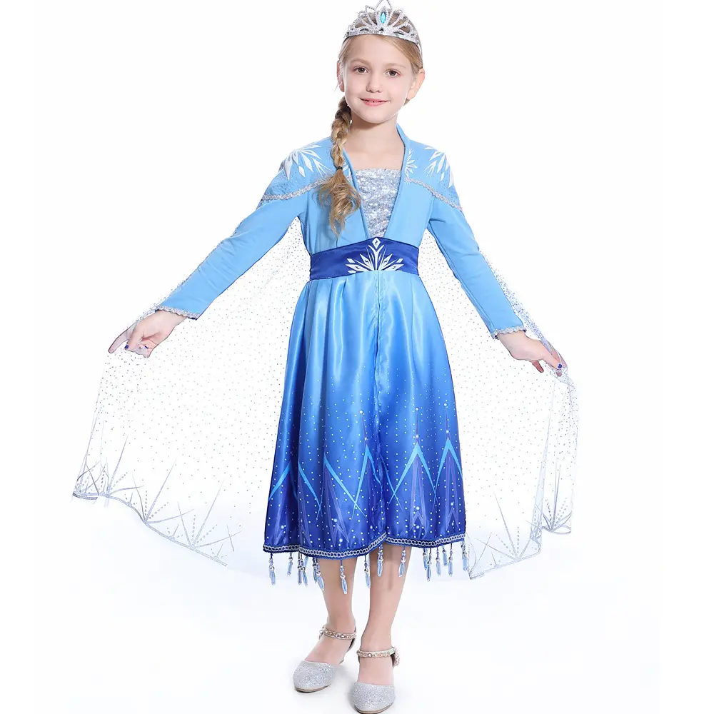 Robe Elsa pour petites filles, Costumes de princesse disney Cosplay, BX1655, nouveau Design,