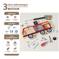 Jouets Montessori écologiques en bois : Camion de pompiers à démonter avec vis et clé, planche sensorielle pour mécanicien préscolaire