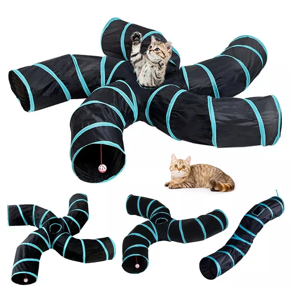 Collapsible Cat Play Tent tunnel Hole Interactive Toy 2/3/4/5 S-shaped Tube Tunnels for Small Animal