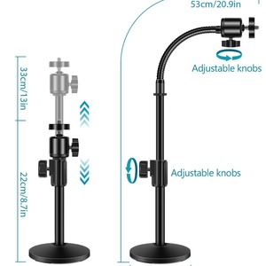 Soporte de Escritorio para Cámara Web con Cabezal de Bola de 1/4'', Flexible y Ajustable, para <span class=keywords><strong>GoPro</strong></span>, Insta360, DJI, Transmisión en Vivo y Vlogging - Product Image 2