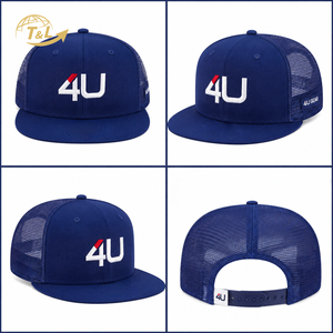 Gorra Trucker de Malla 4U GEAR, 6 Paneles, Visera Plana, Cierre a Presión, Transpirable, Ajustable, Unisex, Casual, Azul con Relieve, para las Cuatro Estaciones - Product Image 6