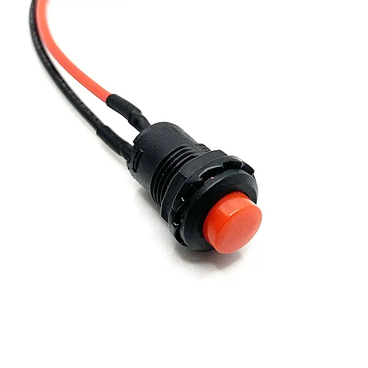 Reset Plastic 2 Pin 12MM Mount Red Remote Push Button