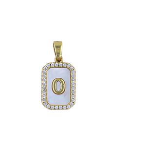 18K placcato oro rettangolo <span class=keywords><strong>lettera</strong></span> ciondolo alfabeto a a a Z fascino iniziale madreperla CZ intarsio gioielli per la creazione di collana fai da te - Product Image 6