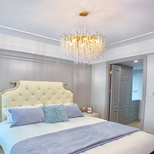 Lámpara de araña de cristal redonda con múltiples cabezales, fuente de luz LED E27, control por interruptor, para el hogar, sala de estar, hotel, villa, comedor - Product Image 3