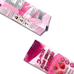 35g 50g sacchetto di carta in alluminio Mylar stampato personalizzato 100g sacchetto in polvere singola barra di imballaggio rosa proteine del siero di latte