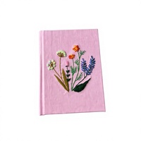 Carnet de notes personnalisé en lin brodé, planificateur, couverture en tissu avec broderie florale et marque-page en ruban