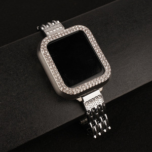 2-1 ensembles Cas + sangle pour <span class=keywords><strong>Apple</strong></span> montre bande 41mm 38mm 44mm <span class=keywords><strong>40</strong></span> <span class=keywords><strong>mm</strong></span> Métal <span class=keywords><strong>Bracelet</strong></span> Mince Diamant Lien <span class=keywords><strong>Bracelet</strong></span> iWatch série 3 <span class=keywords><strong>5</strong></span> 6 se 7 - Product Image 2