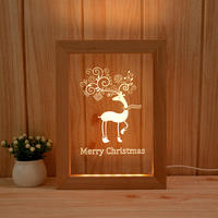 Lampe cadre photo LED 3D personnalisée OEM/ODM, veilleuse en bois gravé écologique et durable, design moderne pour marques de cadeaux créatifs
