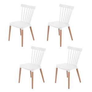 Sillas de comedor Winsor de plástico populares con patas de madera a bajo precio, venta al por mayor nórdica de fábrica - Product Image 6