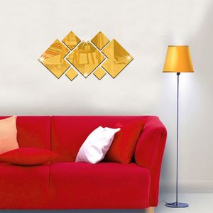 Creative 7pcs Diy 3d Lozenge Mirror <b>Sticker</b> Mirror <b>Sheet</b> Decals Decorative Wall <b>Sticker</b> Background Decor - Product Image 4