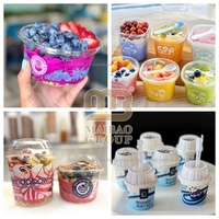 Gobelets en plastique personnalisés pour crème glacée, yaourt aux fruits, smoothie, mini gobelets jetables pour desserts avec couvercle, gobelets en plastique transparent en forme de U pour parfait