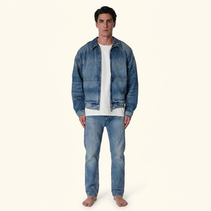 Custom Wholesale Denim <b>Men</b> <b>Jackets</b> <b>Long</b> Sleeve Vintage Blue Wash <b>Jacket</b> Modern Causal Jean <b>Jackets</b> - Product Image 1