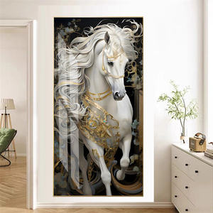 Personnalisé <span class=keywords><strong>Pas</strong></span> <span class=keywords><strong>Cher</strong></span> Grande Taille Cheval Blanc Cristal Porcelaine Peinture Mur Art Décor avec <span class=keywords><strong>Cadre</strong></span> pour La Maison Salon - Product Image 3