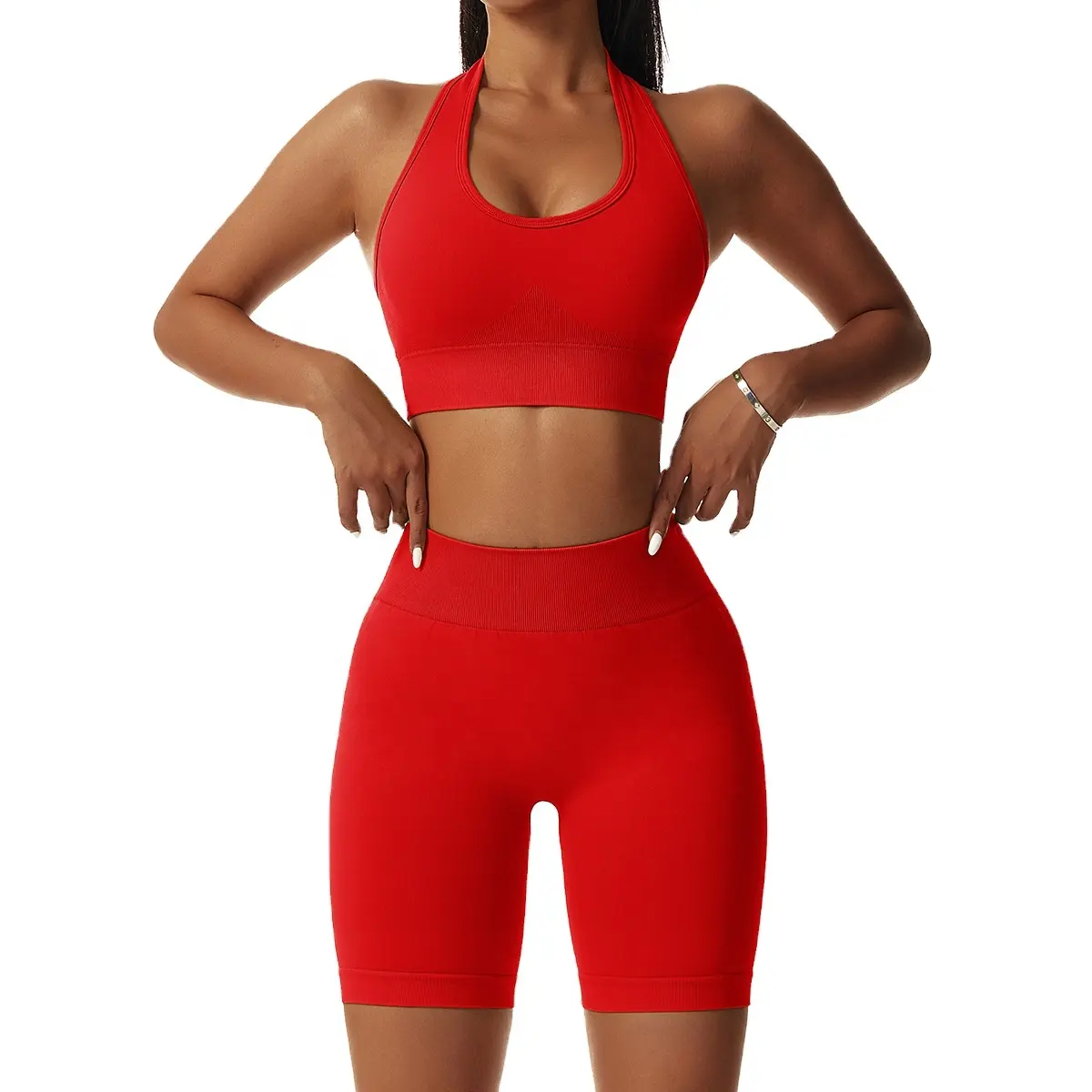 Ptsports reggiseno appeso all'ingrosso e pantaloncini sportivi senza cuciture donna active wear plus size palestra fitness set scrunched butt lift