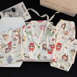 Fabrik Großhandel Sommer dreiteiliges Set Pyjamas Cloud Cotton Cute Cartoon Print Bequem und atmungsaktiv - Product Image 3