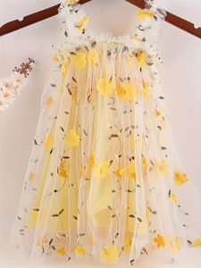 Abito da Damigella in Pizzo con Ricami Floreali, Tutu Traspirante Antirughe con Spalle Scoperte per Bambine 0-6 Anni, con Fascia per Capelli - Product Image 6
