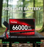 بطارية شبه صلبة للطائرات بدون طيار بسعة 66000 مللي أمبير في الساعة، 6S 12S 14S 24S 15C 20C، بطارية ليثيوم بوليمر للطائرات ذات الإقلاع والهبوط العمودي الثابتة، من المصنع مباشرة