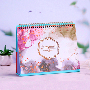 Custom Logo Printed Monthly Stand Flip Desktop Calendar with Spiral Binding for Office Advertising