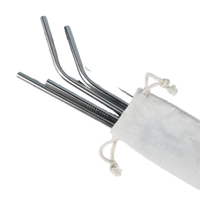 Pailles à boire réutilisables en acier inoxydable 304 écologiques les plus vendues, avec brosse de nettoyage, sac et logo personnalisé – Accessoires de bar