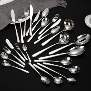 Elegante Juego de Cubiertos de Acero Inoxidable 304 con Mangos Gruesos, Vajilla Occidental para Bodas, Cuchillos y Tenedores Ecológicos Plateados - Product Image 1