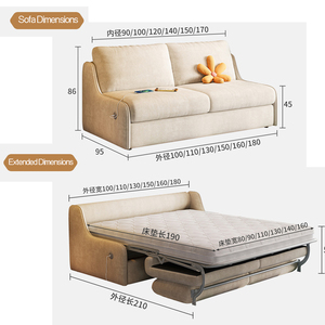 أريكة قماشية قابلة للطي 2 في 1 مع فرشة، أريكة متعددة الوظائف لغرف المعيشة الصغيرة - Product Image 5