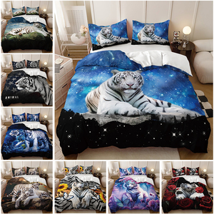 <span class=keywords><strong>Housse</strong></span> <span class=keywords><strong>de</strong></span> <span class=keywords><strong>couette</strong></span> en polyester personnalisée avec photo, imprimée en 3D, écologique, motif <span class=keywords><strong>Tigre</strong></span> Rose Rouge, pour chambre à coucher - Product Image 3