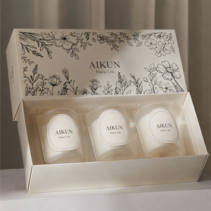 AIKUN Factory Supply Strict Quality Low MOQ Natural Soy Wax Hand Poured Glass <b>Candle</b> Jar Gift Box for <b>Wedding</b> Favor - Product Image 1