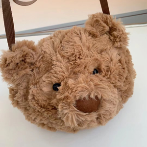 Bolso Bandolera con Cabeza de Oso de Peluche de <span class=keywords><strong>Barcelona</strong></span>, Bolso de Hombro con Cara de Peluche, Bolso Mensajero de Peluche Suave con Relleno de Algodón PP, Correa Ajustable - Product Image 4