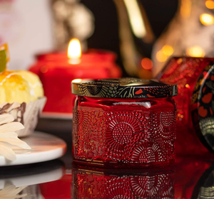 Lọ Nến Họa Tiết Lục Giác Dập Nổi 120Ml Lọ Nến Hương Màu Cốc Nến Thủy Tinh Chạm Nổi Nhiều Màu Có Nắp - Product Image 4