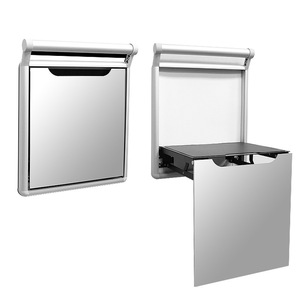 Taburete Plegable de Pared para Cambio de Zapatos, de Aleación de Aluminio Plateado, con Gabinete Abatible para Almacenamiento en la Entrada - Product Image 1