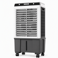 Refroidisseur d'air évaporatif portable 20L 80W avec commande par bouton, 3 vitesses, minuterie 12H, glacières offertes, 360° °   Roues en option, plateau en verre