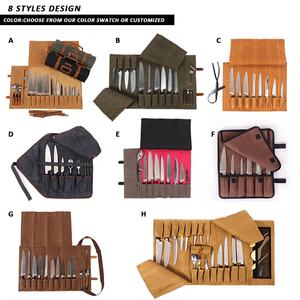 CHANGRONG personalizado marrón impermeable plegable de lona encerada cuero Chef cuchillo rollo bolsa OEM apoyo - Product Image 6