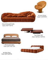 Ensemble complet de salon personnalisable, canapé-lit en cuir et tissu haute densité de qualité supérieure pour villa de luxe