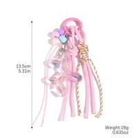 Porte-clés pendentif en résine plastique fait main avec perle lettre et nœud, accessoire de sac à dos pour femme, breloque mignonne