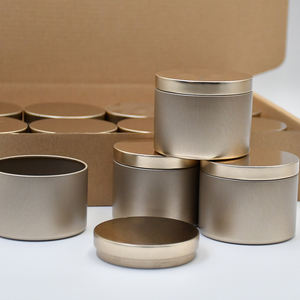 Pot à bougie de luxe en métal vide, personnalisé, en gros, 12 oz, 14 oz, 8 oz, doré, avec couvercle et emballage en boîte - Product Image 4