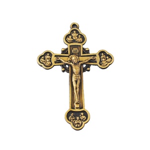 Nouveauté Crucifix en bronze antique avec les douze apôtres ACR039 pour faire des chapelets et des porte-clés - Product Image 1