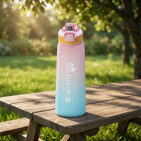 Bouteille à paille anti-fuite en Tritan+PP, sans sucre, pour boisson directe – Idéale pour les fêtes, le bureau, les festivals, les cadeaux, la randonnée, le camping, les voyages – Sûre et pratique