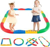 Ensemble de pierres d'équilibre pour enfants, parcours d'obstacles pour tout-petits, intérieur/extérieur, base en caoutchouc antidérapante, jouet de gymnastique