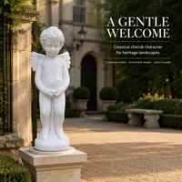 Statue d'ange chérubin en marbre blanc, sculpture classique pour jardin, villa, hôtel, église et décoration intérieure