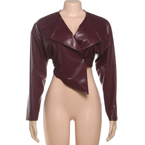 Damen Casual PU-Leder Langarm Herbstmantel - Product Image 5