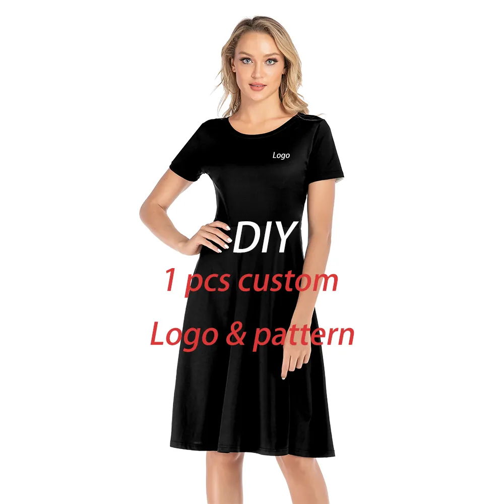 NADANBAO Brand 2021 benutzer definierte 1 Stück bedrucktes Kleid Frauen lässig A-Linie Kurzarm Kleid Anzug hochwertige Kleidung
