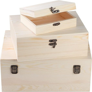Scatola in <span class=keywords><strong>Legno</strong></span> Grezzo con Chiusura a Scatto, Contenitore Naturale Fai-da-Te per Decorazioni Rustiche - Product Image 4