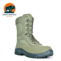 Bottes de sécurité en cuir pleine fleur Rocky Buffalo noires, imperméables et tactiques