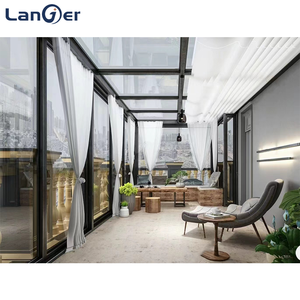 Véranda de jardin extérieure avec toit incliné et triangle en aluminium et verre trempé avec cadre en alliage - Product Image 3