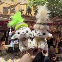 Porte-clés en peluche mouton, adorable jouet en peluche animal de dessin animé avec rembourrage en coton PP, cadeau unisexe, décoration pour sacs et Noël