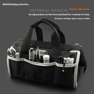 Sac à outils électrique portable multifonctionnel en toile personnalisé, design à bandoulière unique, fermeture éclair pour l'entretien ménager - Product Image 4