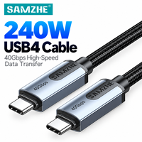Kabel USB4 SAMZHE 40Gbps USB C ke USB C 240W PD Pengisian Cepat 8K 60Hz Video Kabel Tipe C