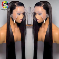 Venta al por mayor de pelucas lisas de cabello virgen brasileño baratas, peluca de cabello humano virgen peruano con cierre frontal de encaje, lisa y natural.